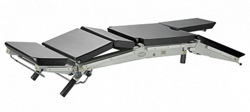 5-секционное ложе операционного стола с продольно разделенной ножной секцией и торакальным мостом (почечным валиком)