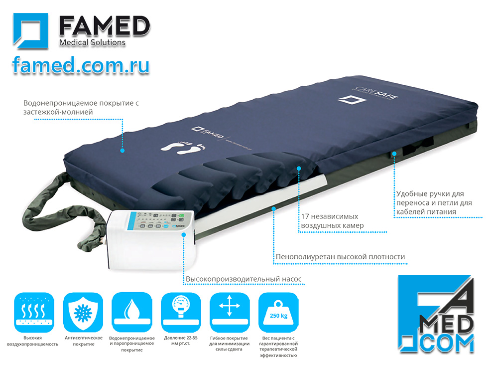 Противопролежневый матрас FAMED CareSafe переменного давления для бариатрических пациентов 