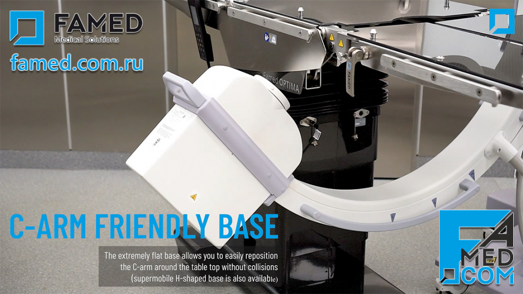 Видеообзор универсального рентгенохирургического операционного стола FAMED OPTIMA с карбоновым модульным ложем