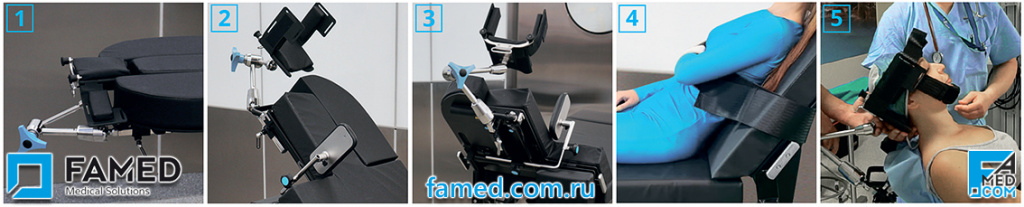 приставка FAMED Arthero для операций на плече с держателем головы пациента, боковым упором, опорой для руки, фиксирующим ремнем