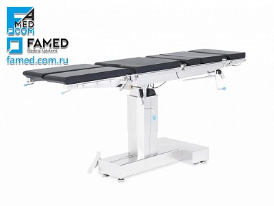 операционный стол FAMED SU-02 универсальный механогидравлический в варианте исполнения на Т-основании с 5-секционным ложем с разделенной ножной секцией