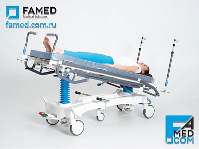 Каталка WP-09 FAMED на двух гидравлических колоннах в положении тренделенбург