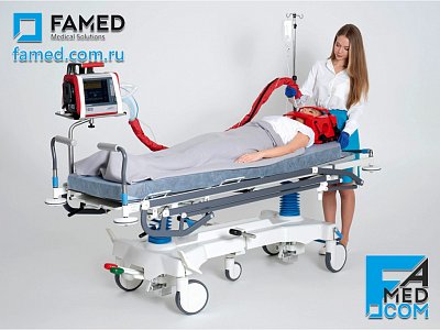 Каталка WP-09 FAMED с ИВЛ и держателем кислородного баллона