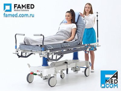 Каталка WP-09 FAMED с гидравлической регулировкой высоты и пневматическими наклонами секций ложа
